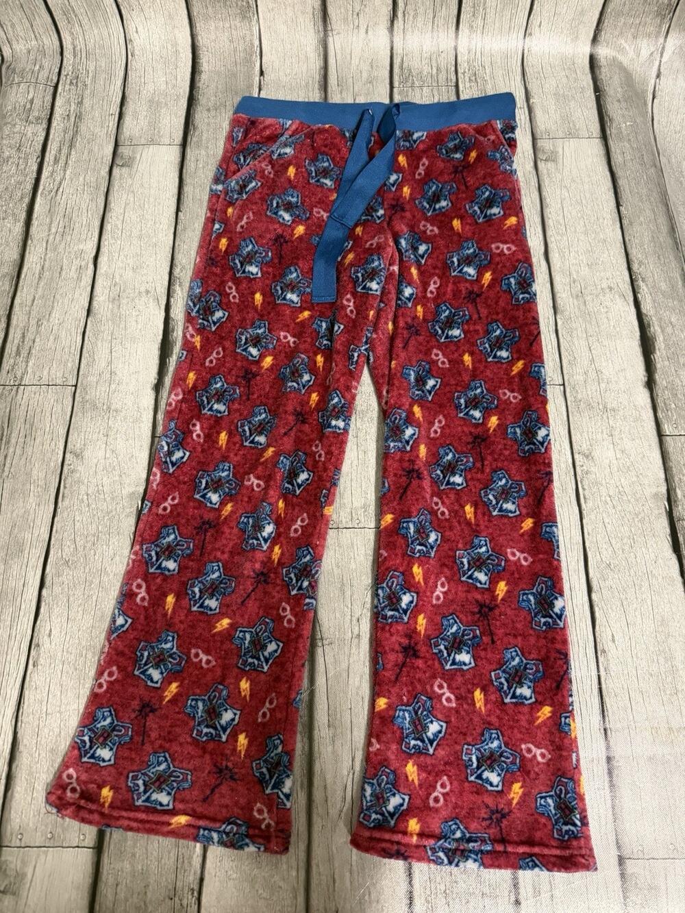 Women’s Harry Potter Plush Pajama Pants Sz Medium Hogwarts Maroon Soft Lounge